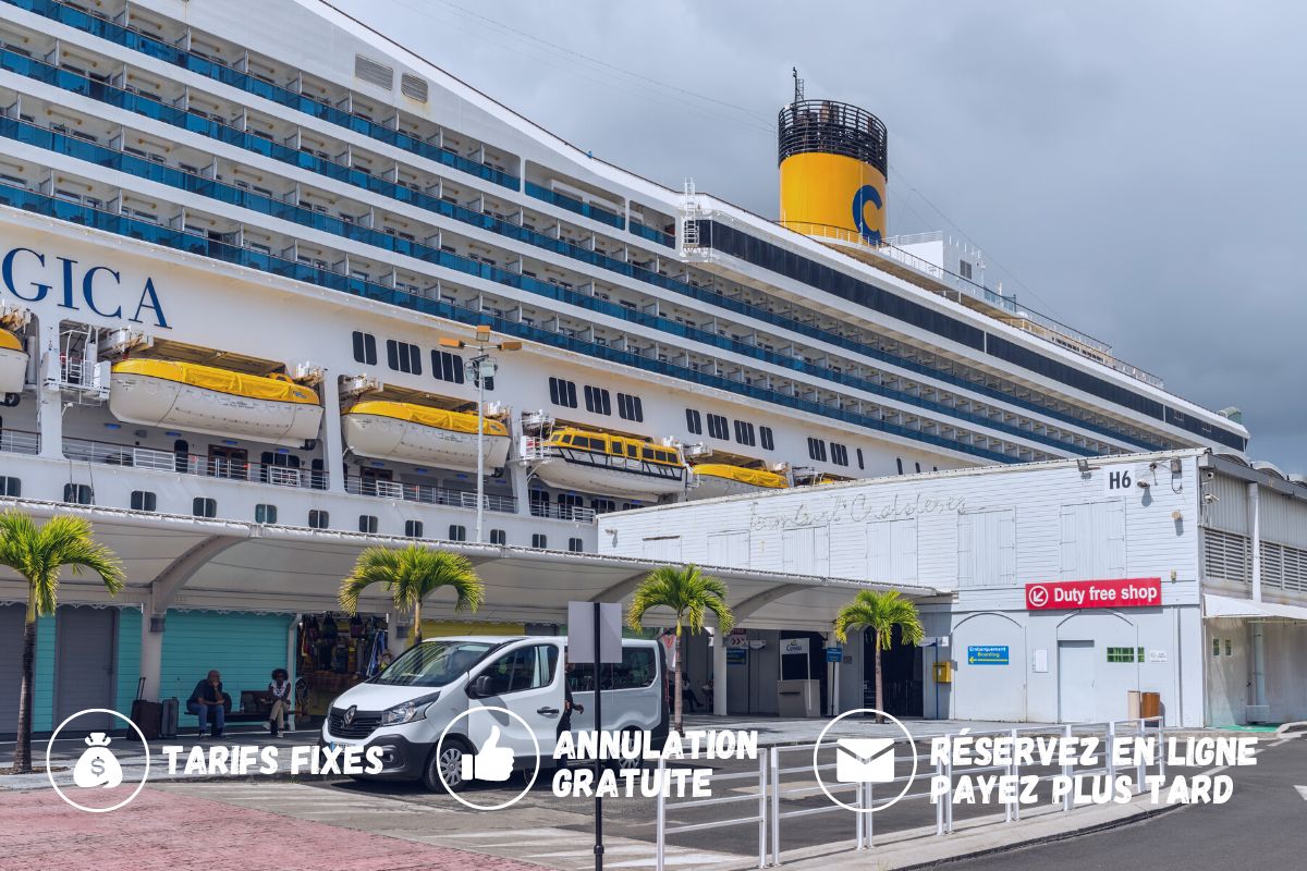 navette, transport, taxi aéroport pointe à pitre, ports et gares maritimes guadeloupe