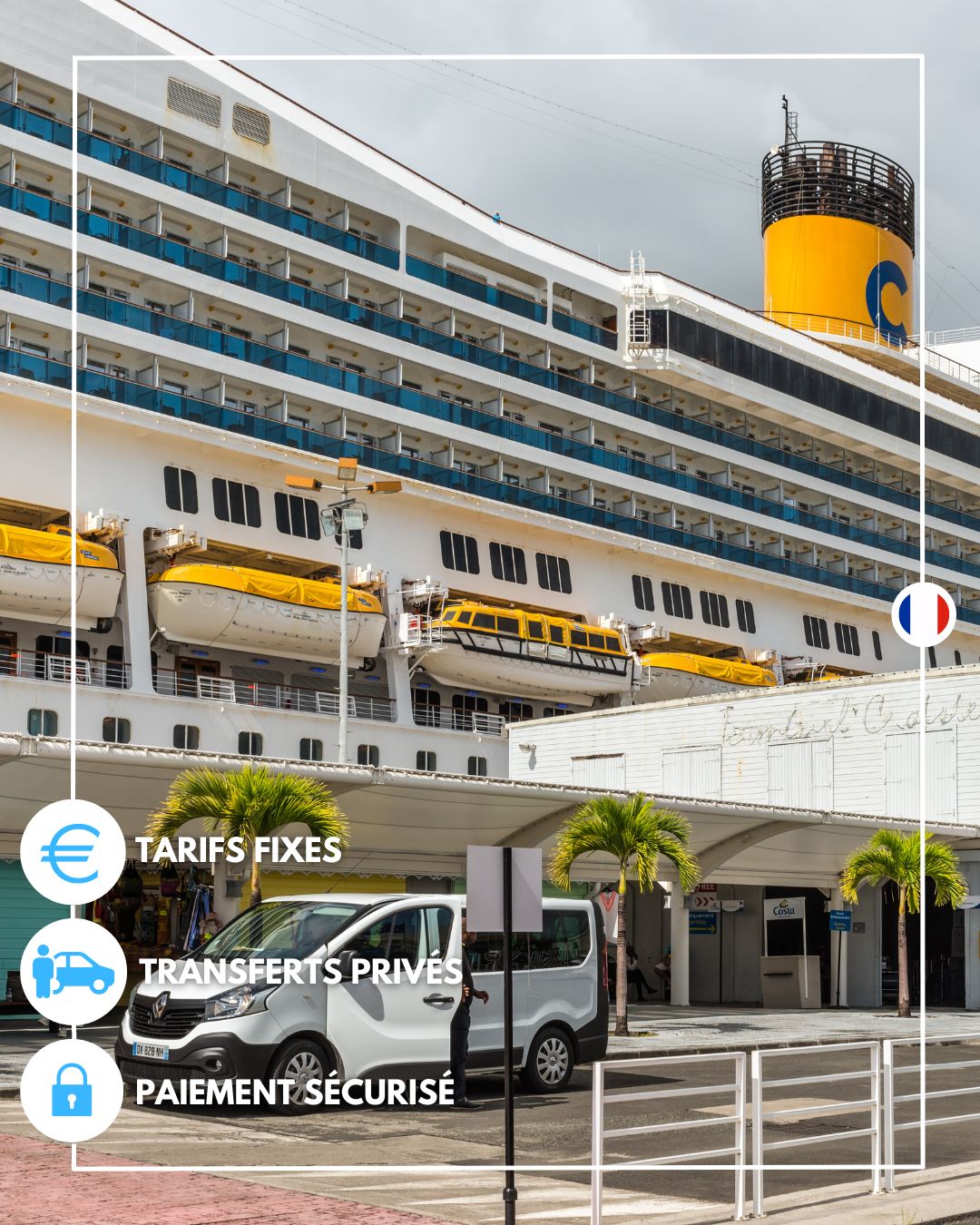 navette, transport, taxi aéroport pointe à pitre, ports et gares maritimes guadeloupe